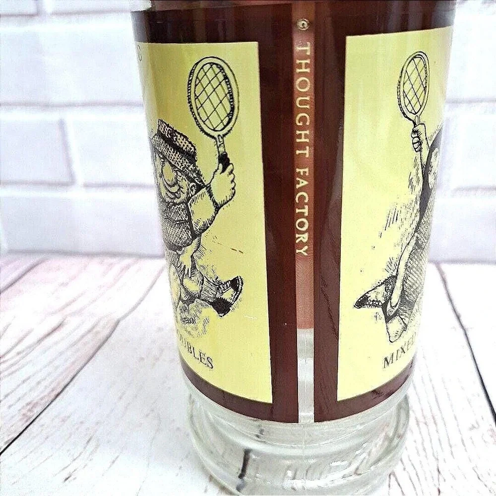 Vintage Gary Patterson Mixed Doubles Tennis Glass Beer Mug Thought Factory Stein